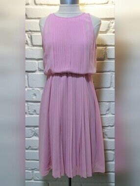 DIANE von FURSTENBERG Pleated Chiffon Halter Dress Pink - Size S